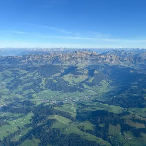 Ausblick aus einem Luftballon in 3000m Höhe
